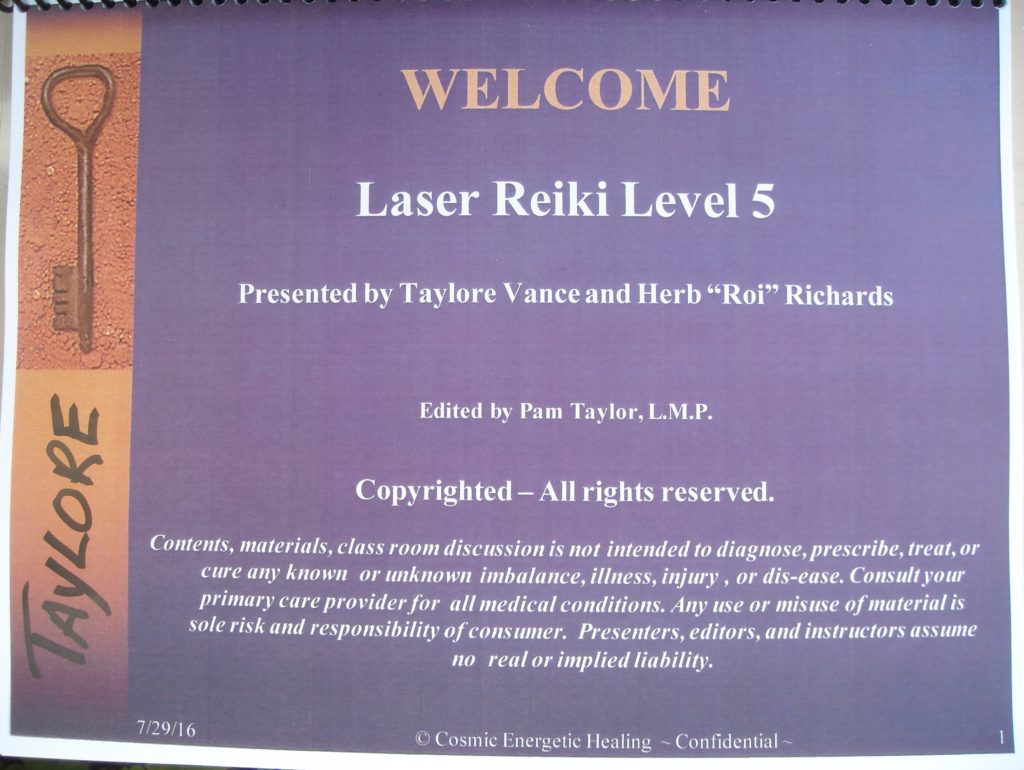 Laser Reiki 5 workbook